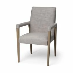 Hot Sale 👏 Mercana Palisades Grey Fabric Wrap Brown Wooden Frame Dining Chair - 23.8L X 28.0W X 36.0H 👍