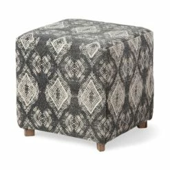 Hot Sale 🎉 Mercana Pallu 18.75"H Dhurrie Cotton Cover W/Four Wooden Legs Ottoman 🌟