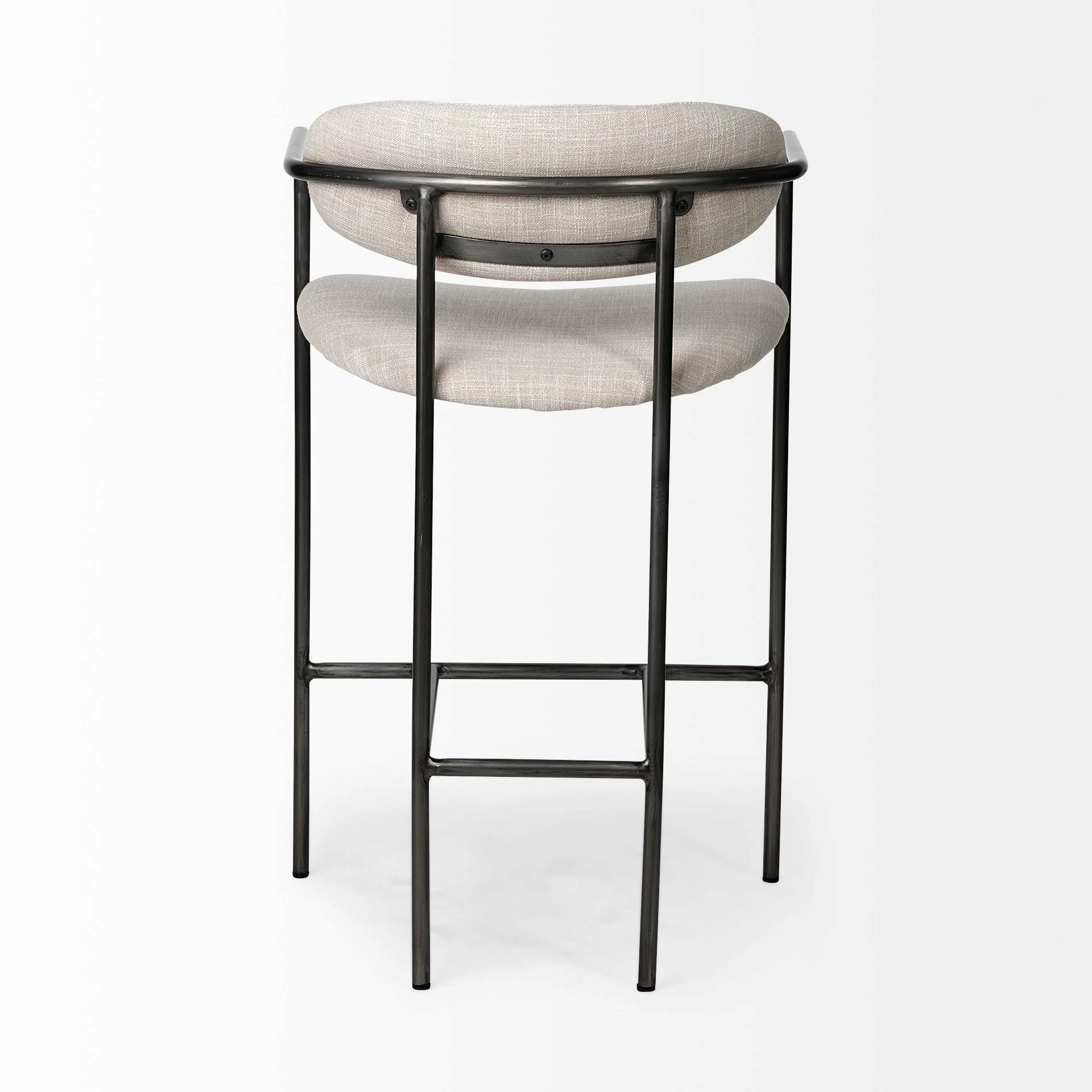 Hot Sale ⭐ Mercana Parker II Beige Fabric Seat Gun Metal Grey Iron Metal Base Stool - 19.7L X 20.9W X 35.8H 💯 - Image 4