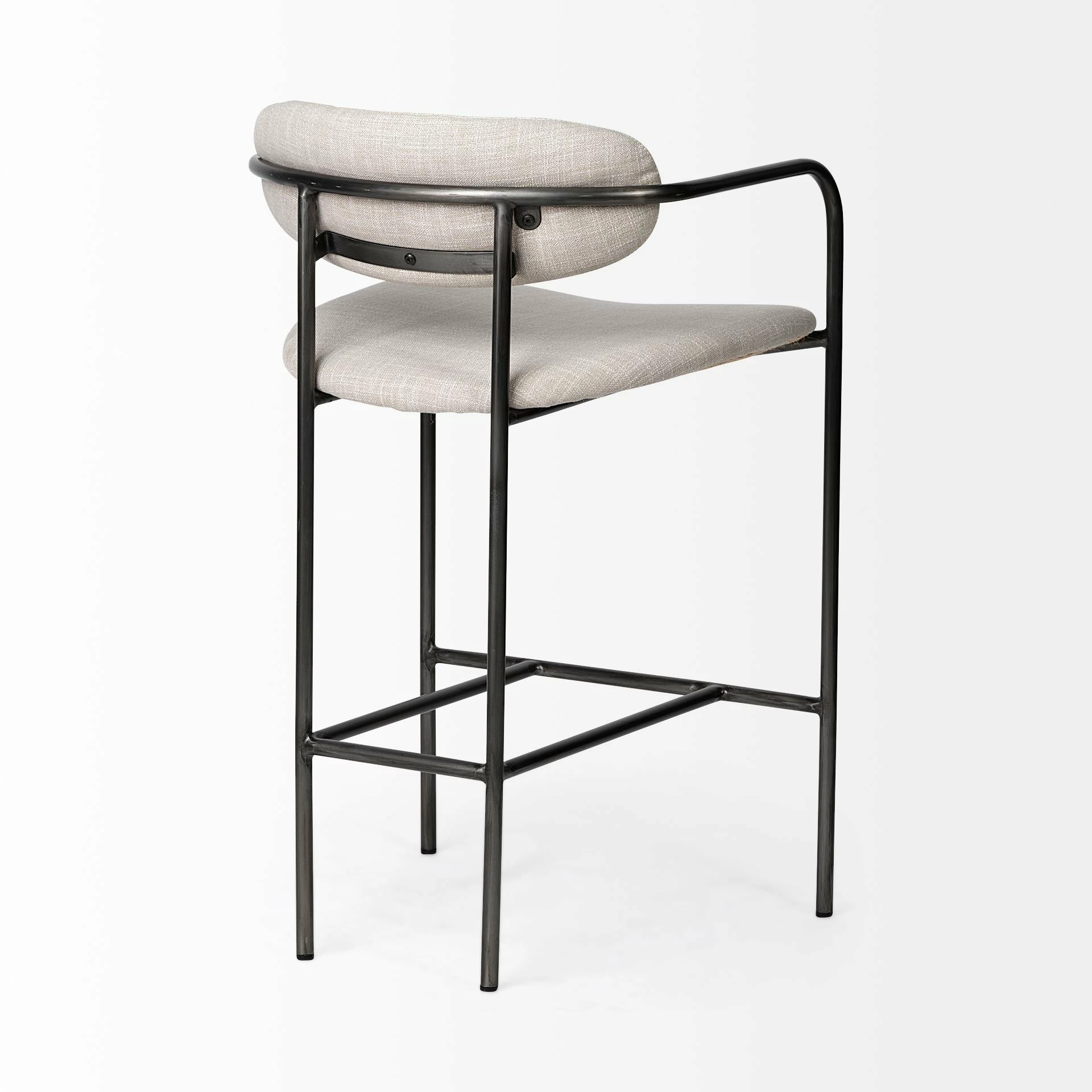 Hot Sale ⭐ Mercana Parker II Beige Fabric Seat Gun Metal Grey Iron Metal Base Stool - 19.7L X 20.9W X 35.8H 💯 - Image 5