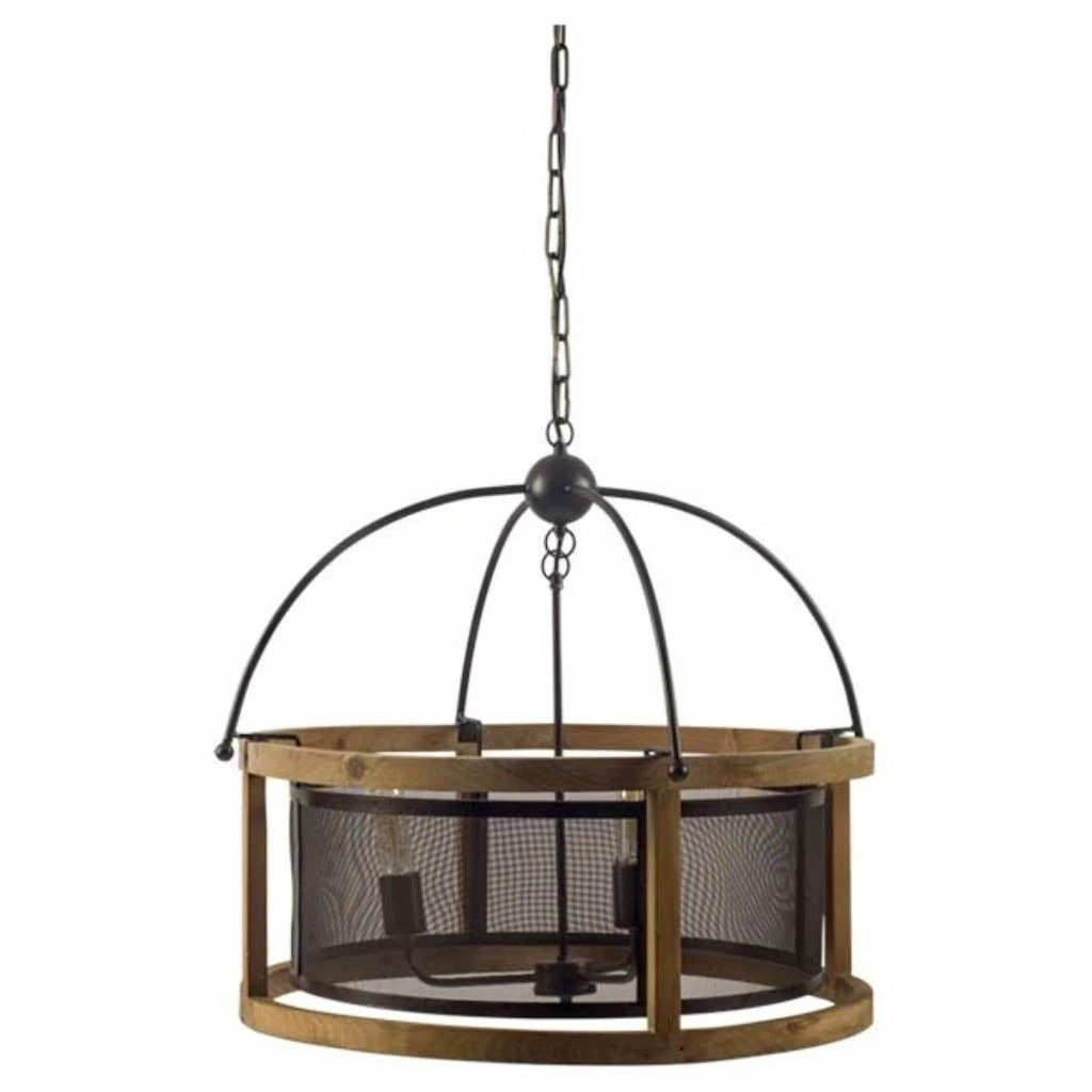 Flash Sale π― Mercana Penhill (25"x24") Black And Wooden Three Bulb Chandelier - 25.0L X 25.0W X 24.0H β