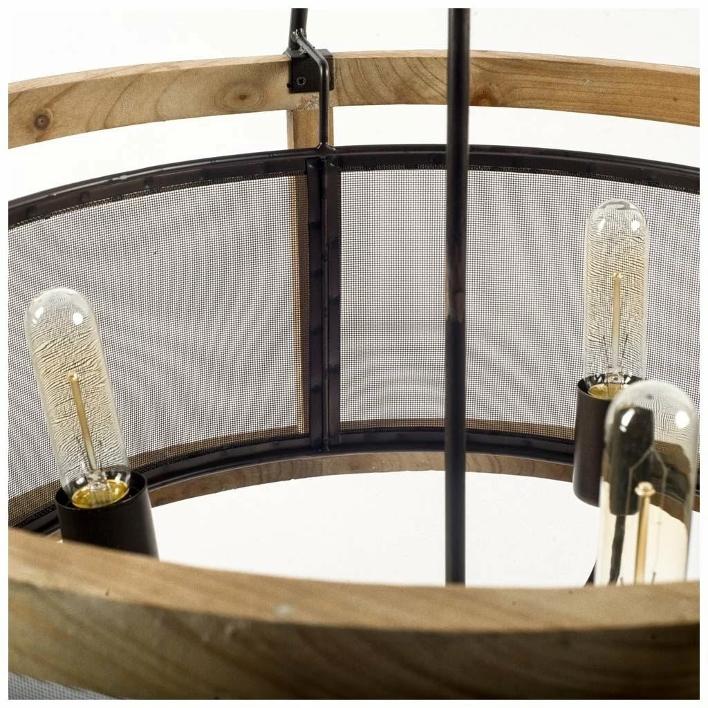 Flash Sale π― Mercana Penhill (25"x24") Black And Wooden Three Bulb Chandelier - 25.0L X 25.0W X 24.0H β - Image 4