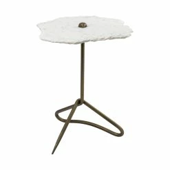 Brand new 🥰 Mercana Pinera II White Live Edge Marble Top W/ Gold Iron Base Accent Table - 19.0L X 19.0W X 23.0H ⭐