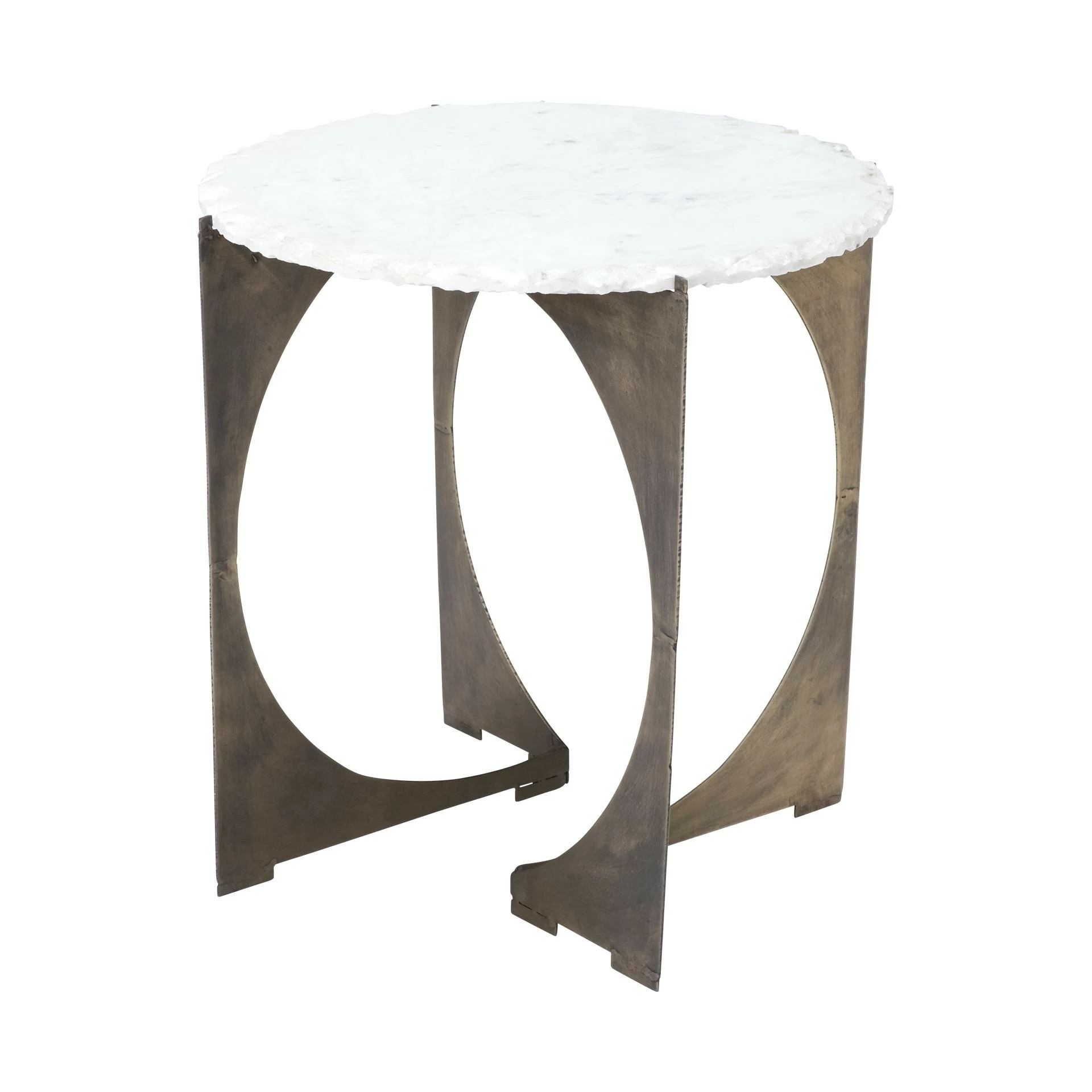 Hot Sale ✨ Mercana Reinhold II 20" Round Live-Edge Marble Top W/ Gold Metal Base Side/End Table - 20"L X 20"W X 21"H ⌛