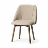 Hot Sale ✔️ Mercana Ronald I Cream Fabric Wrap W/Brown Wooden Base Dining Chair - 23"W X 22"D X 32"H 🤩