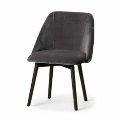 Best deal 👍 Mercana Ronald I Grey Velvet Wrap W/Black Wood Base Dining Chair - 23"W X 22"D X 32"H 🔔
