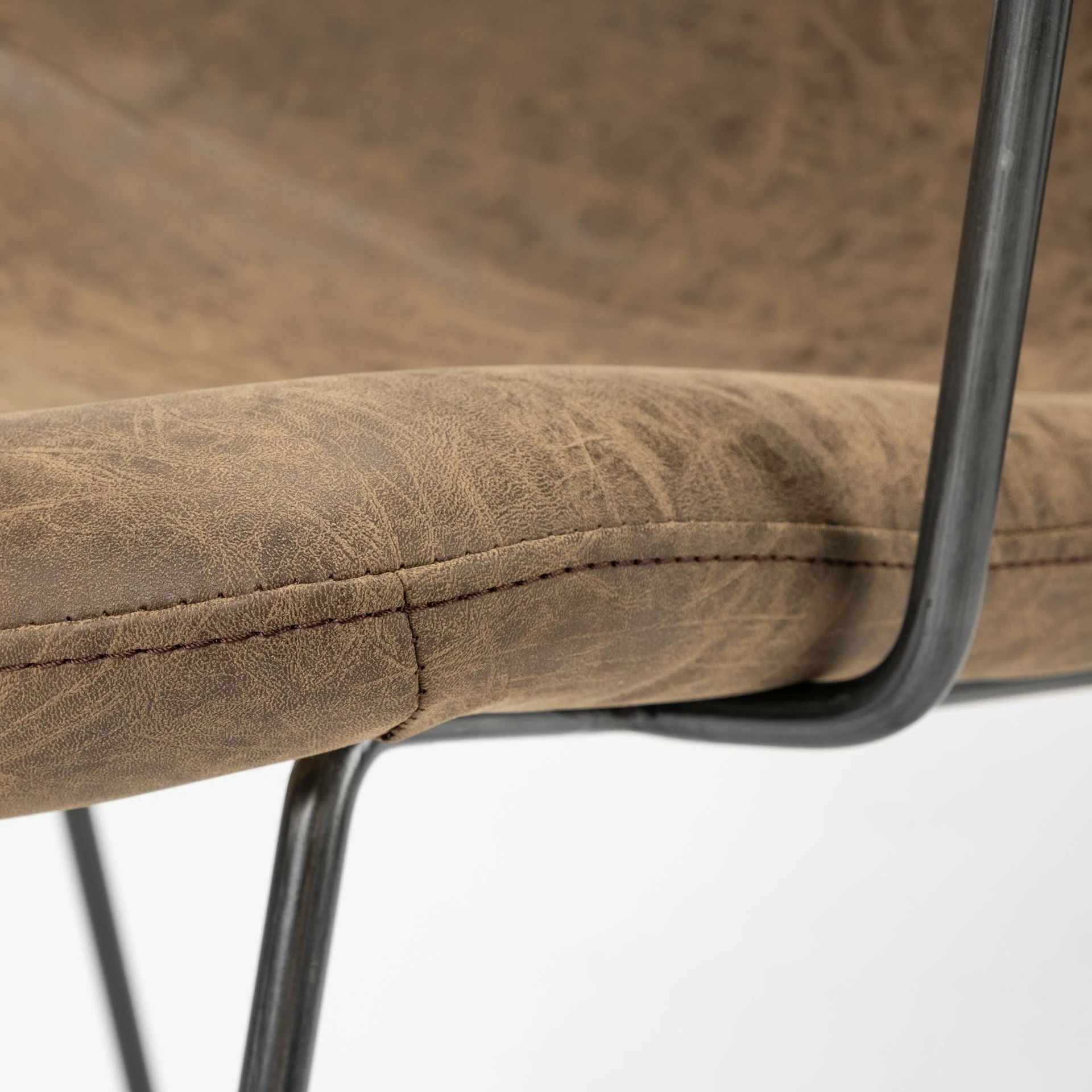 Brand new ๐ Mercana Sawyer II Brown Faux-Leather Seat W/Black Iron Frame Dining Chair - 23"W X 25"D X 33"H ๐ - Image 6