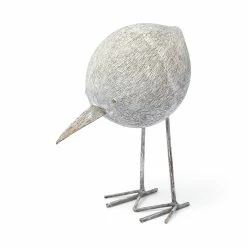 Brand new ⌛ Mercana Snipe II (7"H) Wooden Bird Ornament With Metal Feet In Whitewash - 6.0L X 6.0W X 7.0H 🔔