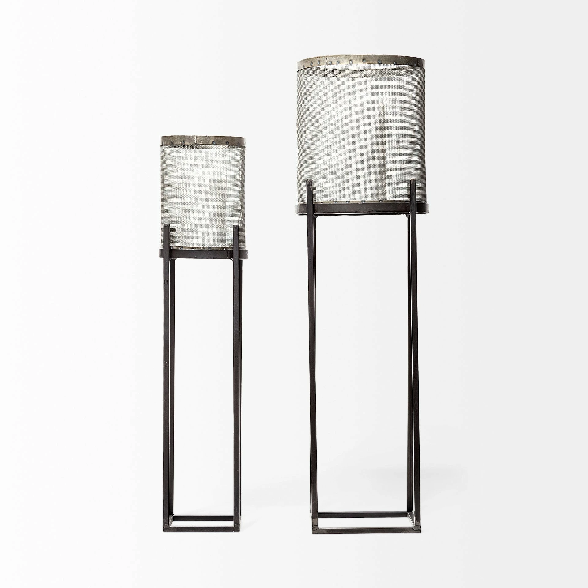 Deals βοΈ Mercana Steen Set Of Two Black Meshed Metal Candle Holder Lanterns π - Image 2