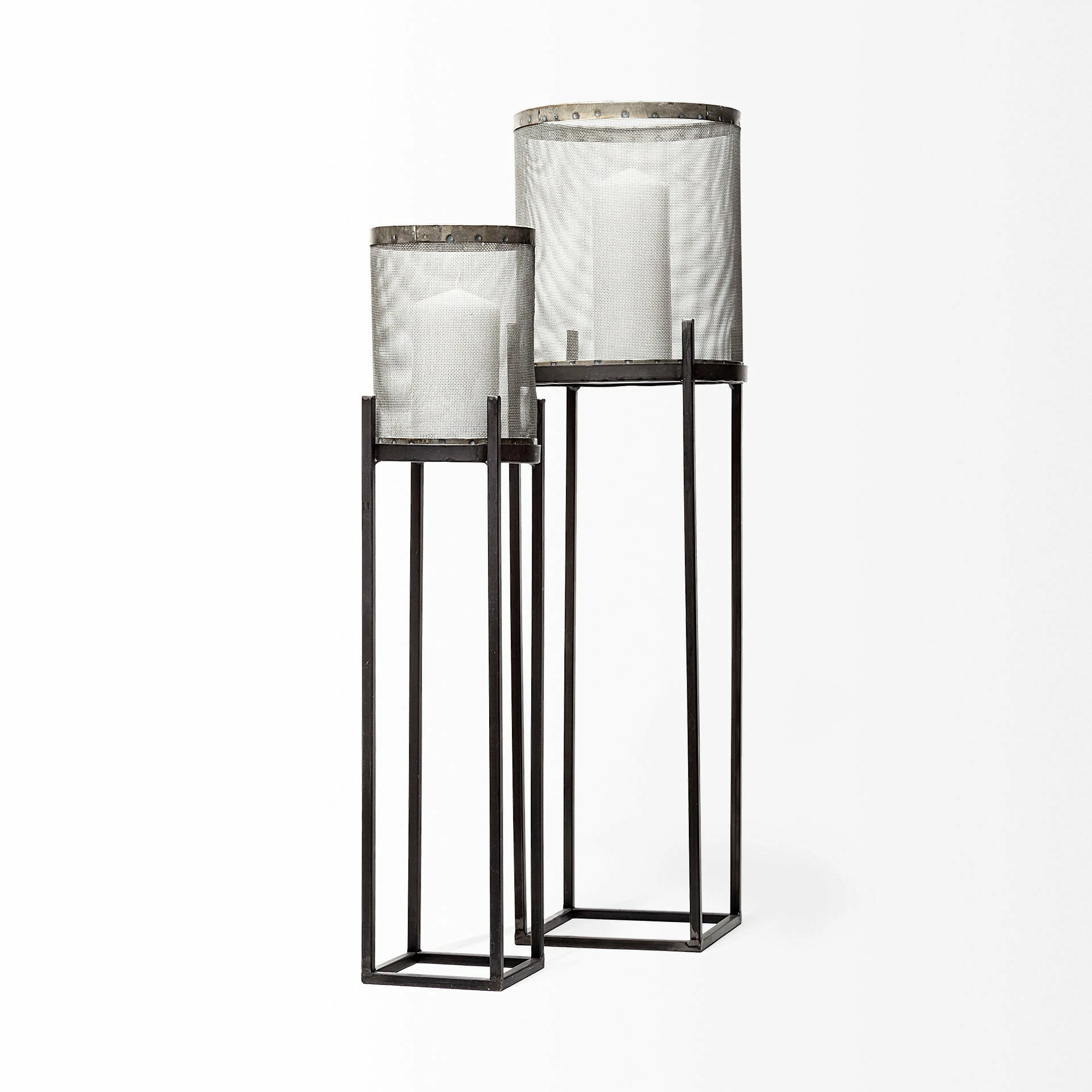 Deals βοΈ Mercana Steen Set Of Two Black Meshed Metal Candle Holder Lanterns π - Image 3