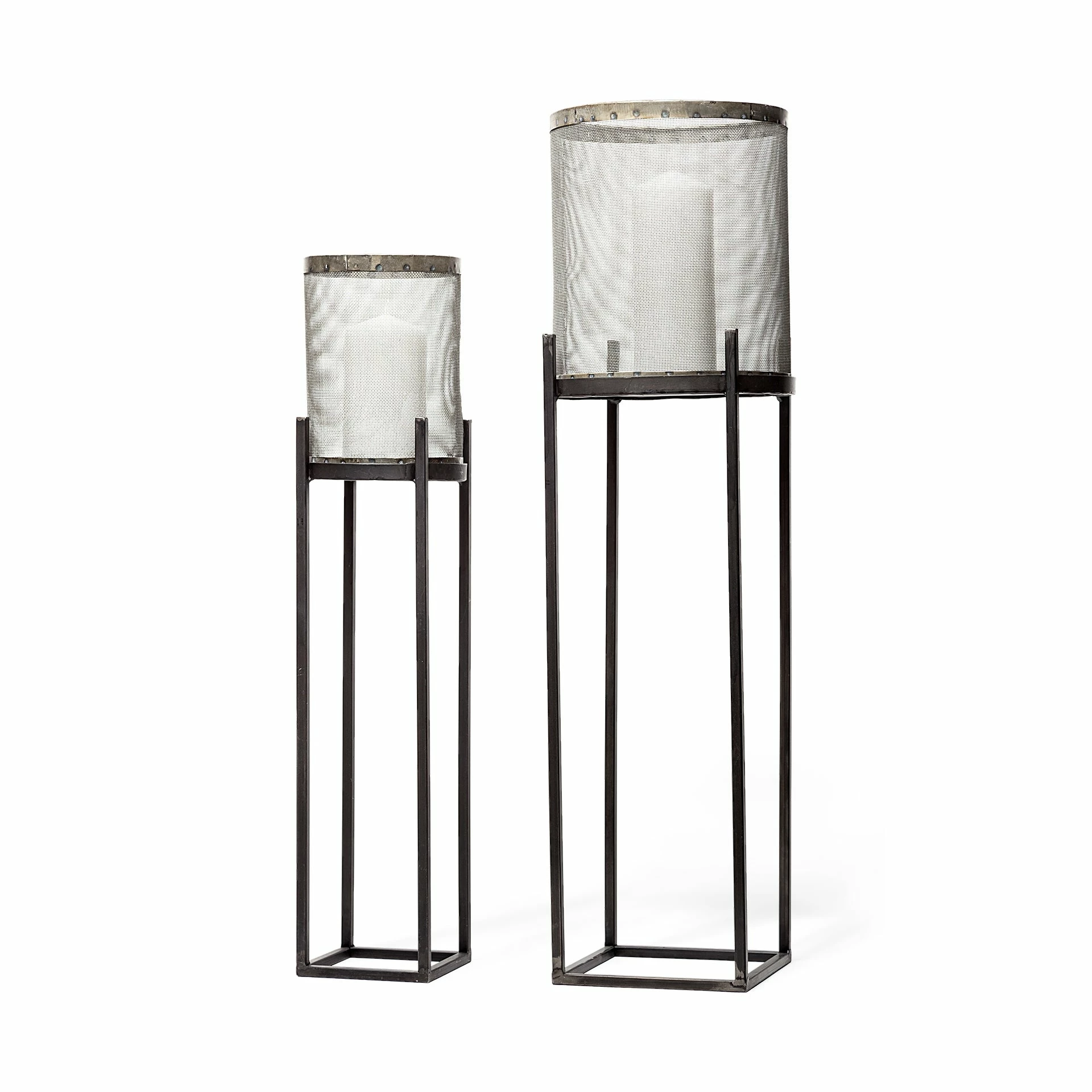 Deals βοΈ Mercana Steen Set Of Two Black Meshed Metal Candle Holder Lanterns π