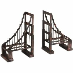 Coupon 👏 Mercana Suspension Wrought Iron Suspension Bridge Bookend - 19.0L X 3.9W X 10.0H 🎉