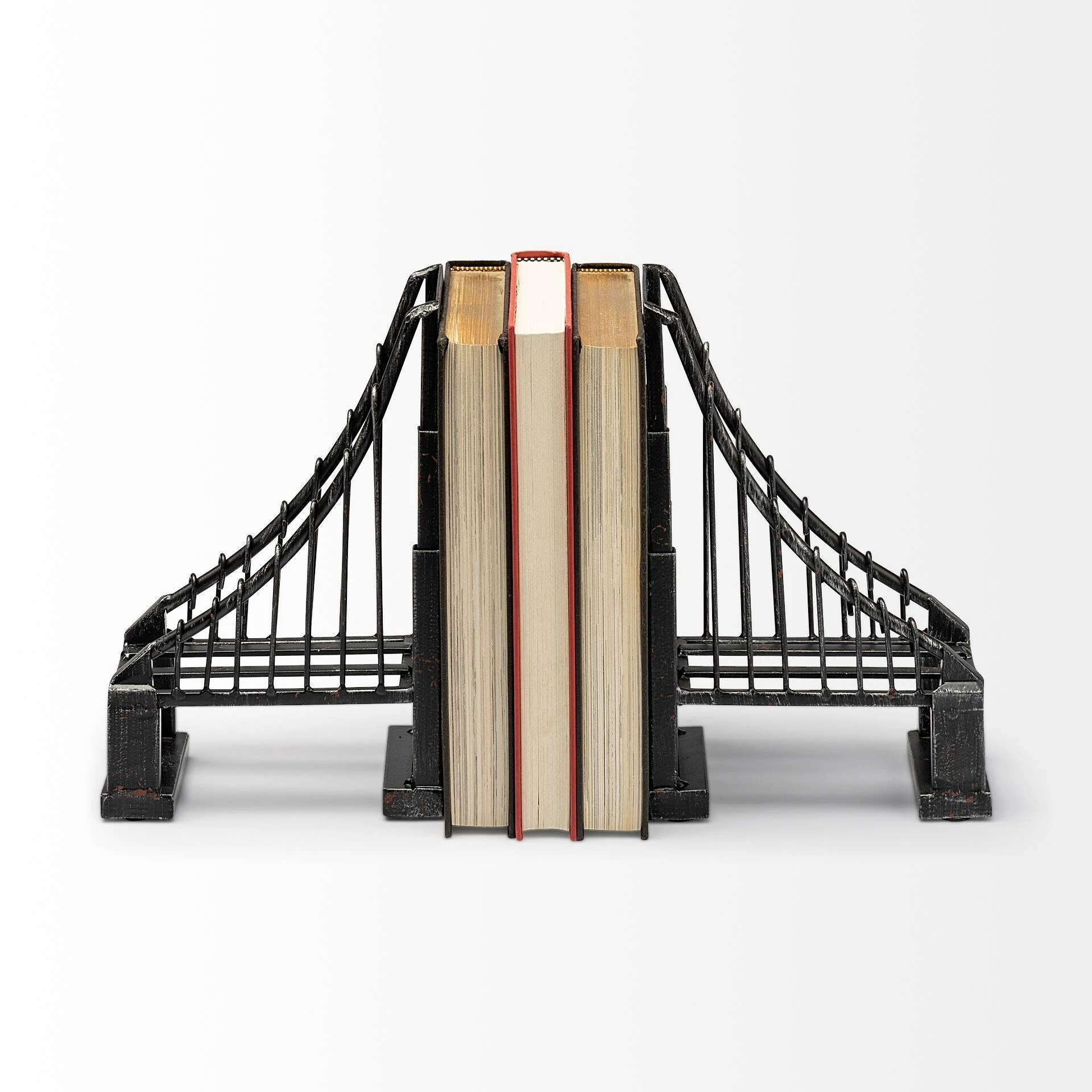 Coupon 👏 Mercana Suspension Wrought Iron Suspension Bridge Bookend - 19.0L X 3.9W X 10.0H 🎉 - Image 2