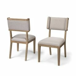 Promo 🥰 Mercana Tenton I Grey Fabric Wrap Light Brown Wooden Base (set Of 2) Dining Chair - 23.5L X 19.0W X 36.8H 🎁