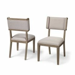 Brand new 😉 Mercana Tenton II Grey Fabric Seat Medium Brown Wood Frame (set Of 2) Dining Chair - 23.5L X 19.0W X 36.8H 🛒