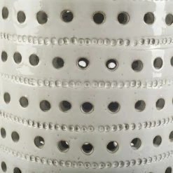 Discount 😍 Mercana Thar II 11L X 11W White Glazed Cylindrical Ceramic W/ Tan Base Accent Table 👏 -Mercana-shop Mercana Thar II Ottoman 2