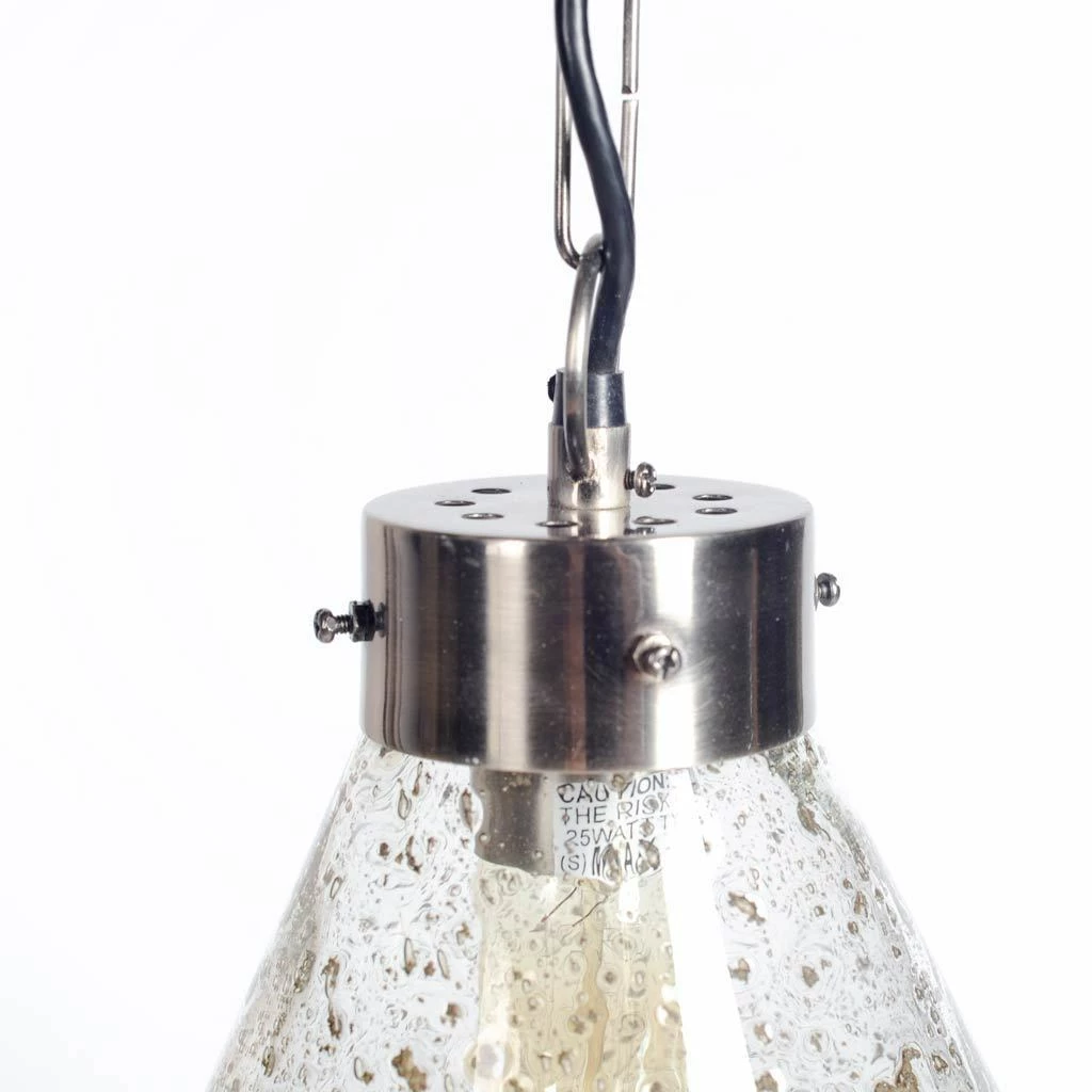 Promo ๐ฅ Mercana Thurlow II Silver Metal Seeded Glass Conical Pendant Light - 11"L X 11"W X 12"H ๐ - Image 3