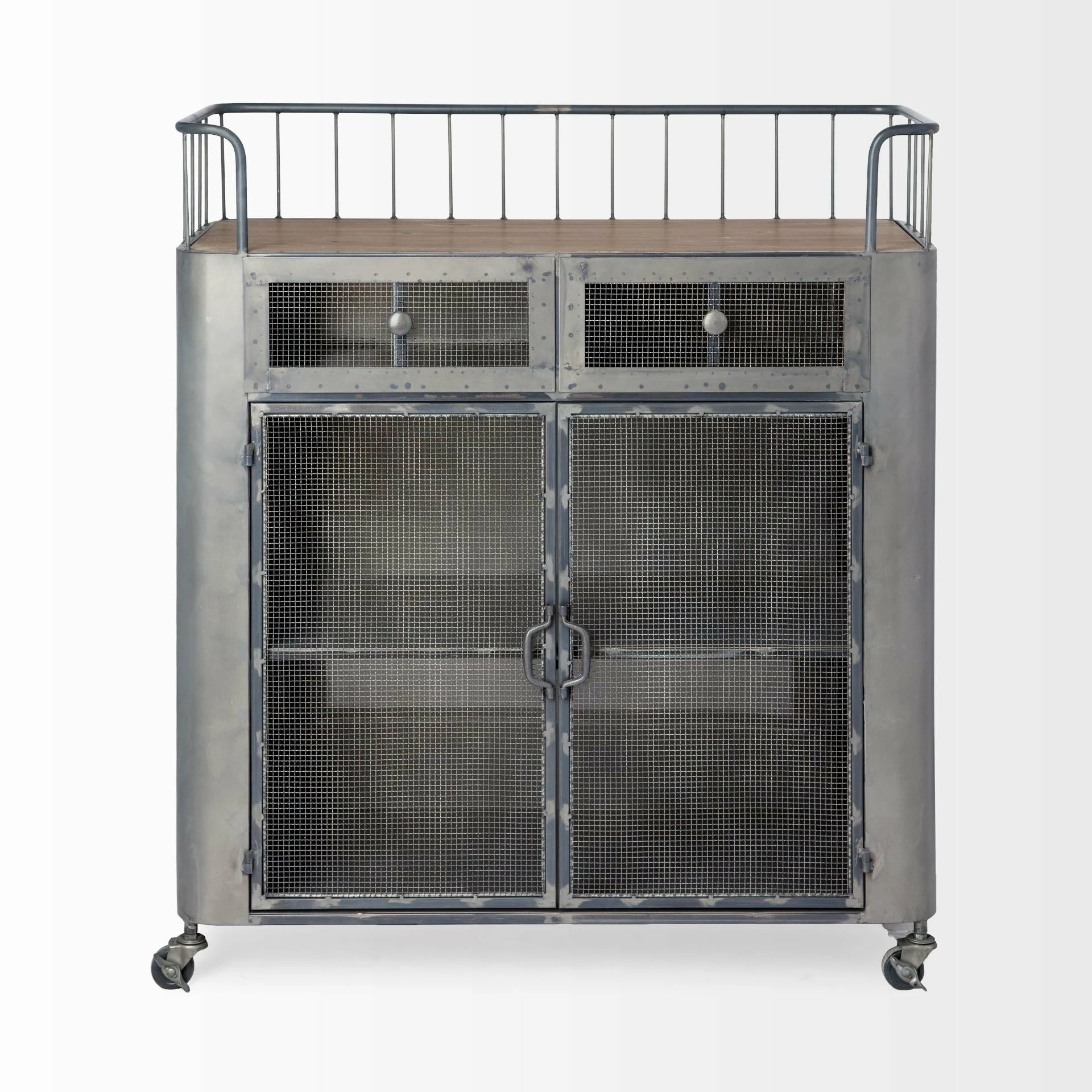 Wholesale ๐ฏ Mercana Udo Metal Frame Two Door Cabinet W/Two Drawers & Wood Top Bar Cart - 16.5L X 35.4W X 40.7H ๐ฏ - Image 2