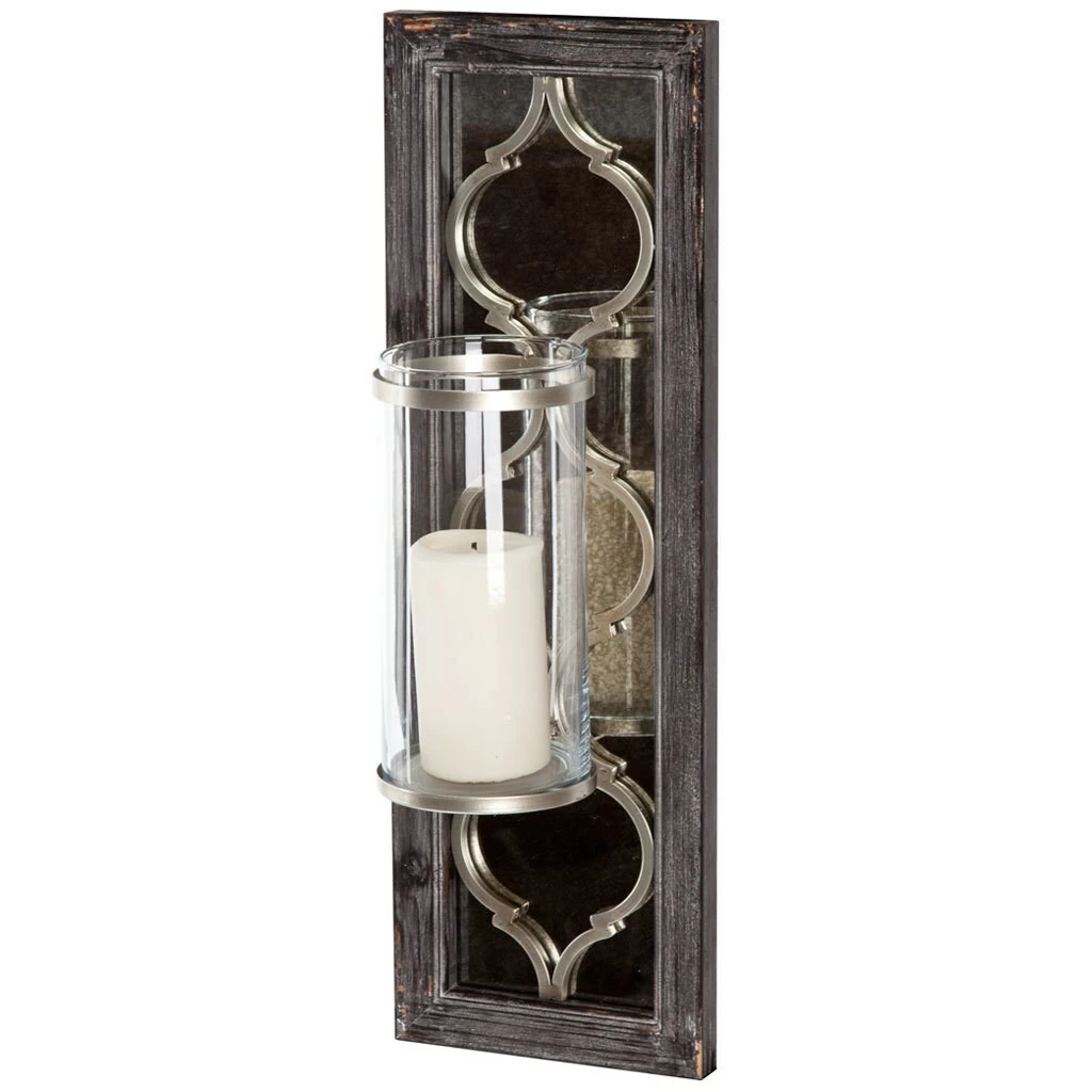 Best Pirce 🤩 Mercana Umminal Antiqued Silver Wood Frame W/Glass & Metal Wall Candle Holder - 8"W X 5"D X 24.5"H ❤️ - Image 2