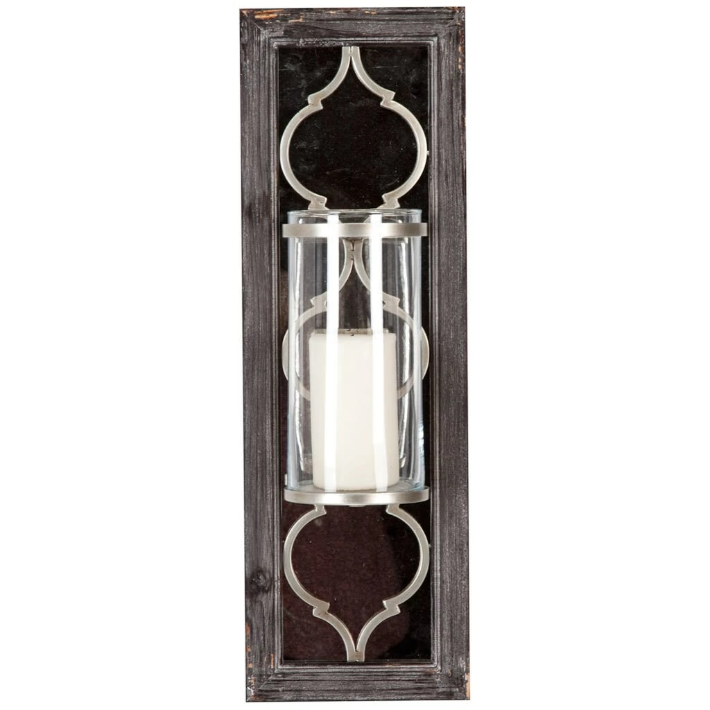 Best Pirce 🤩 Mercana Umminal Antiqued Silver Wood Frame W/Glass & Metal Wall Candle Holder - 8"W X 5"D X 24.5"H ❤️ - Image 3
