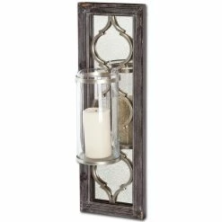 Best Pirce 🤩 Mercana Umminal Antiqued Silver Wood Frame W/Glass & Metal Wall Candle Holder - 8"W X 5"D X 24.5"H ❤️