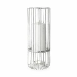 Best deal ⌛ Mercana Velo II Large Silver Metal Cylindrical Table Candle Holder 🔔
