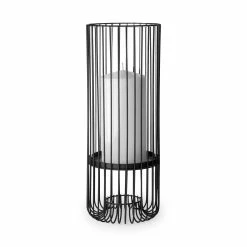 Outlet 😀 Mercana Velo II Large Black Metal Cylindrical Table Candle Holder 🛒