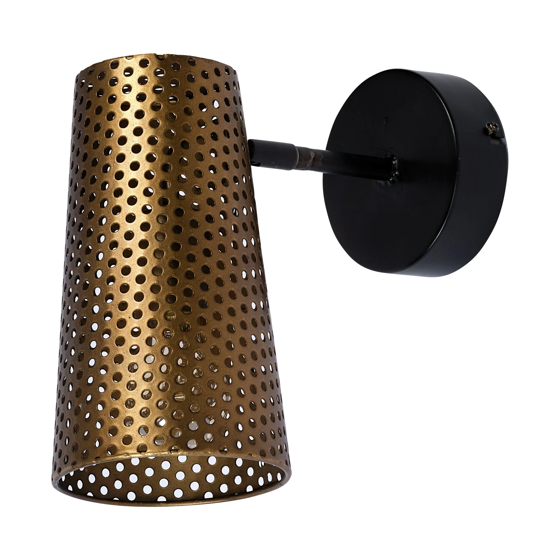 Deals ๐ฏ Mercana Wesley I 11x10.2 Gold Toned Perforated Metal Cone Wall Sconce - 11.0L X 5.1W X 10.2H ๐