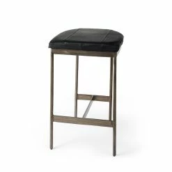 Best reviews of 😉 Mercana Millie 16.5L X 18.0W X 26.0H Black Leather Seat W/ Nickel Metal Frame Counter Stool 🔔