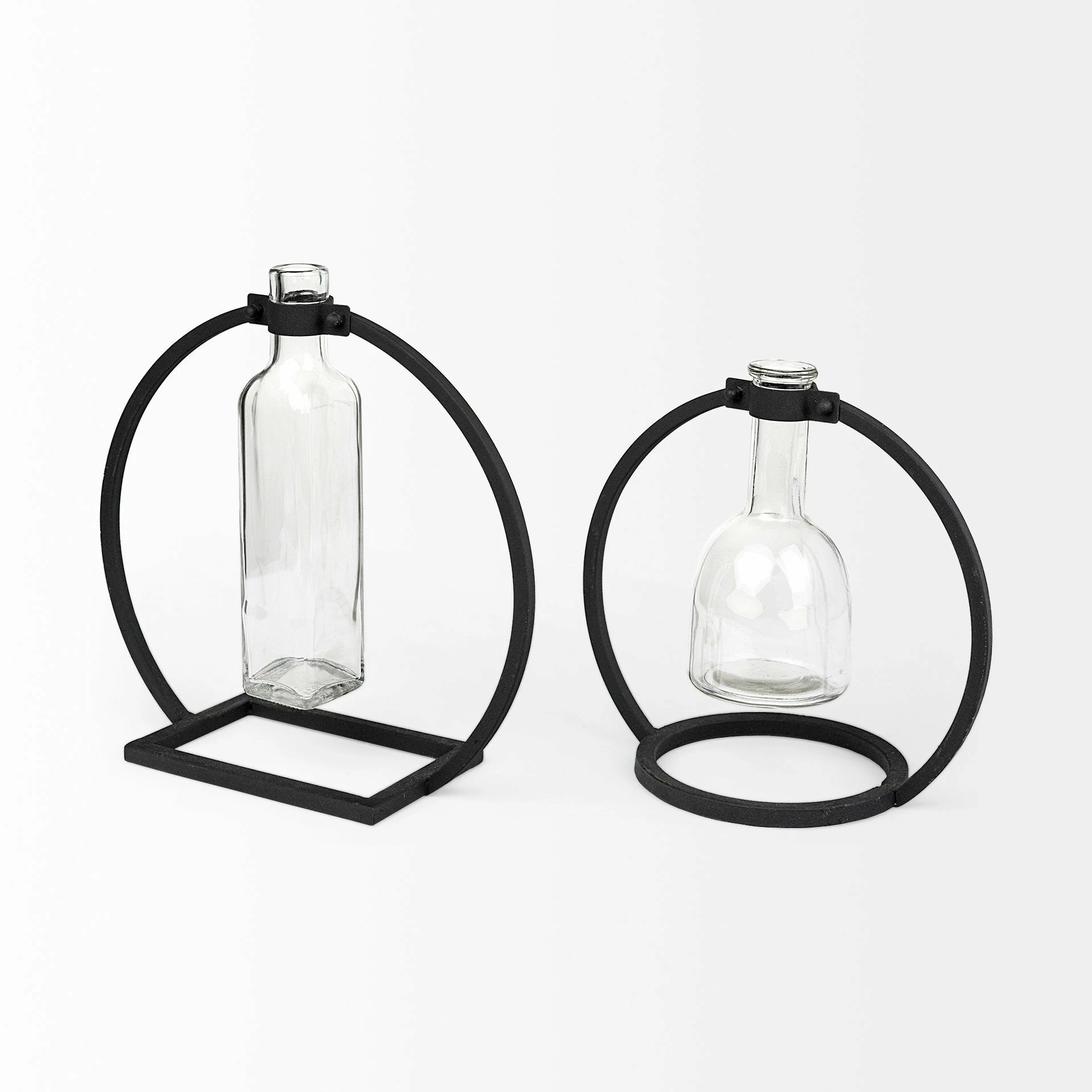 Best deal ๐ฅ Mercana Monica I Short Black Metal Glass Bottle Vase - 9"L X 5"W X 8"H ๐ - Image 4