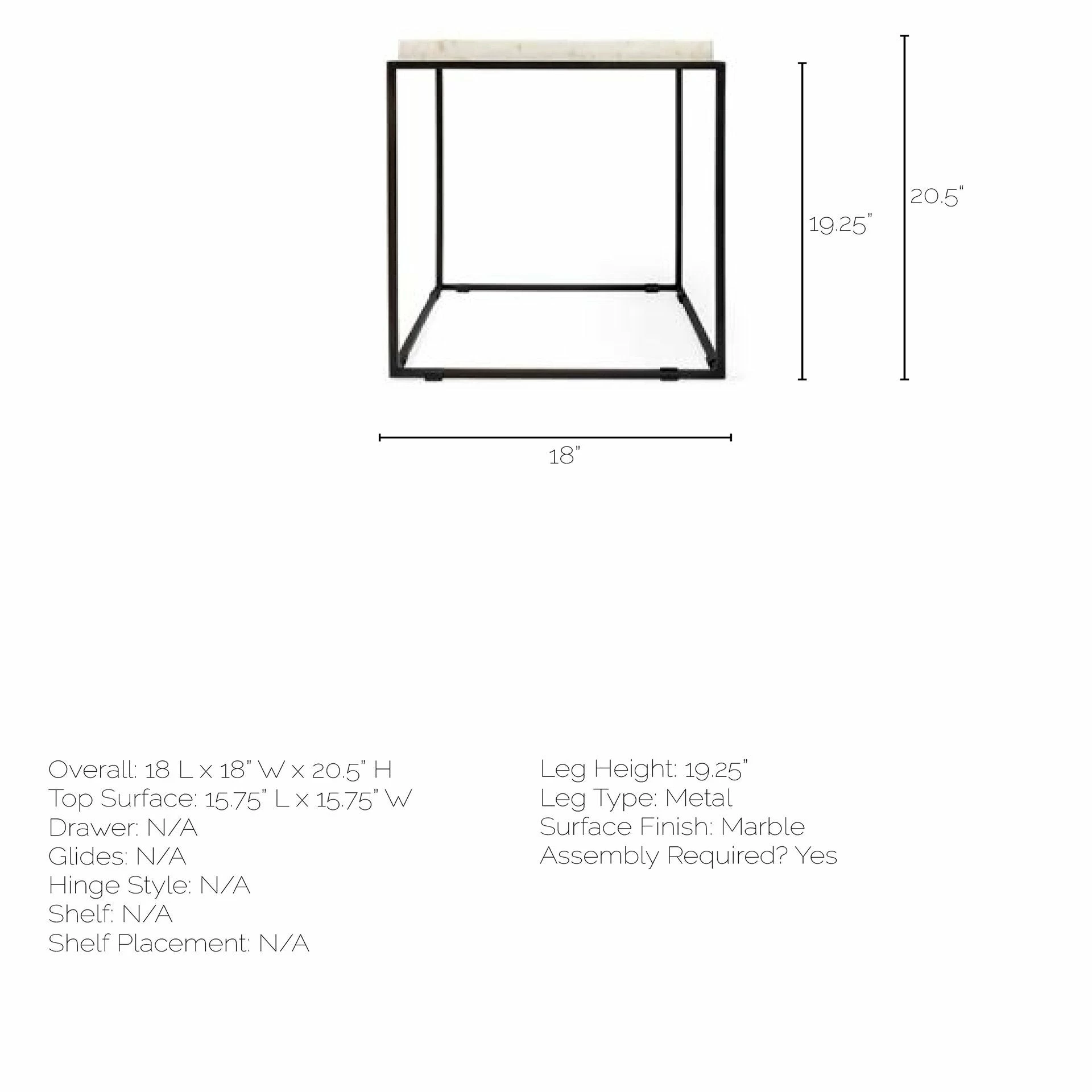 Best reviews of π Mercana Nathan II 18" X 20" Square Top White Marble And Black Metal End/Side Table β - Image 15