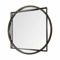 Deals 😉 Mercana Norbert 46" Round-Square Black Wood/Metal Frame Mirror - 46.0L X 2.5W X 46.0H 🔔