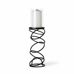 Best deal 💯 Mercana Omega II Medium Black Metal Stacked Ring Table Candle Holder - 4.8"W X 4.8"D X 17.3"H ⌛