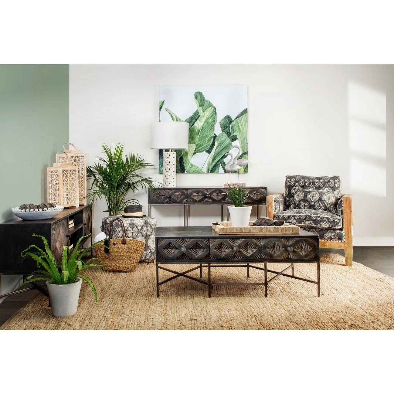 Hot Sale 🎉 Mercana Pallu 18.75"H Dhurrie Cotton Cover W/Four Wooden Legs Ottoman 🌟 - Image 3