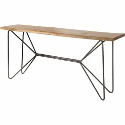 Hot Sale 😍 Mercana Papillion I 66L X 16W Natural Solid Wood And Iron Console Table ⌛