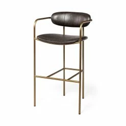 New 🧨 Mercana Parker Brown Faux Leather Or Gray Fabric Seat W/ Metal Frame, Counter Or Bar Height Stool 🔔