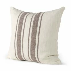 Hot Sale 🔔 Mercana Phebe 18 X 18 Cream With Brown Stripes Decorative Pillow Cover 🤩