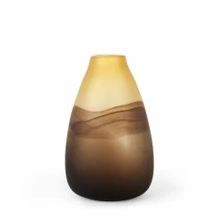 Deals 😍 Mercana Pyla Large Yellow/Brown Glass Sand Dune Inspired Vase ✔️