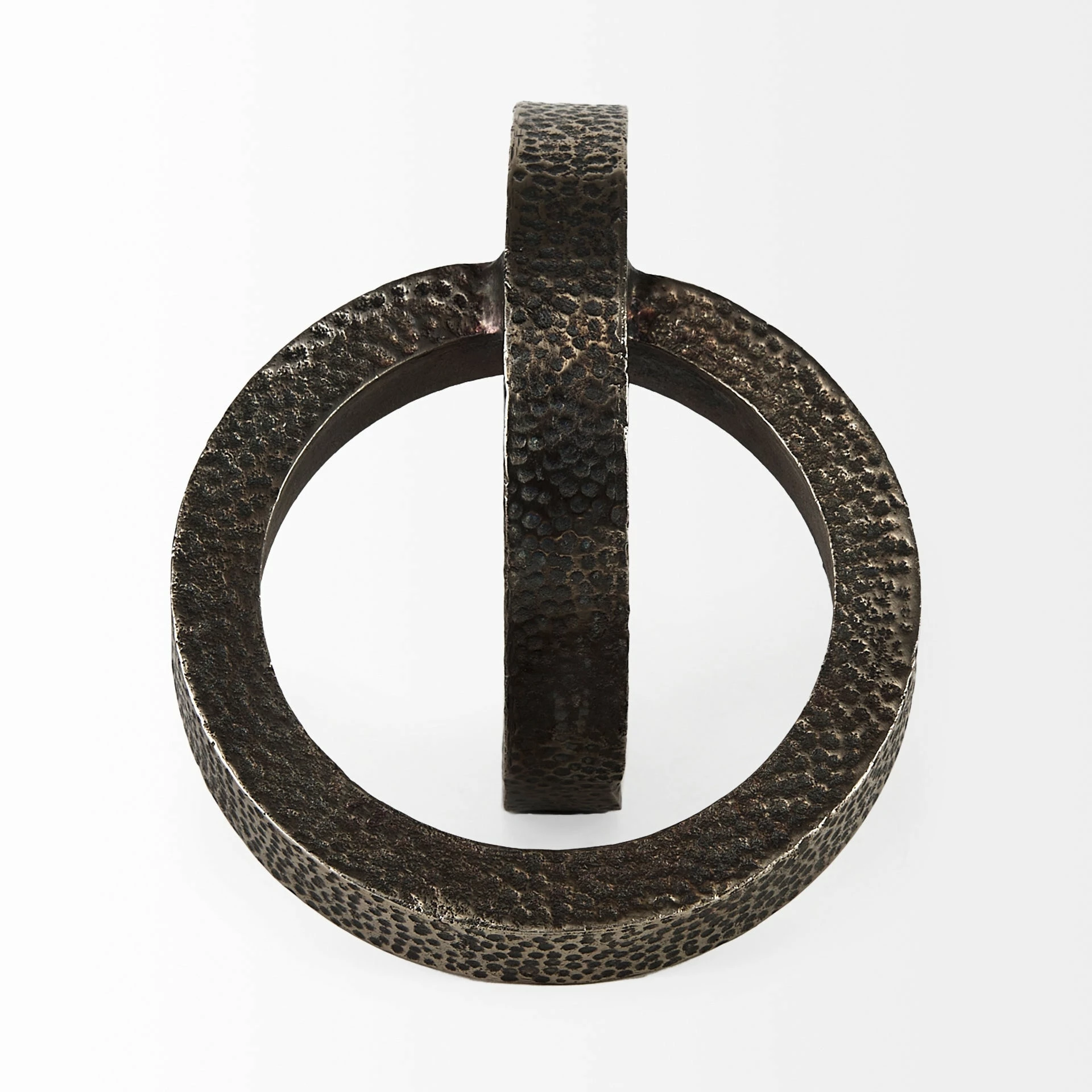 New ๐ฅ Mercana Rafiki 7.9L X 5.9W X 5.9H Two Blackened ๐จ Hammered Finish Metal Conjoined Circles ๐ - Image 3