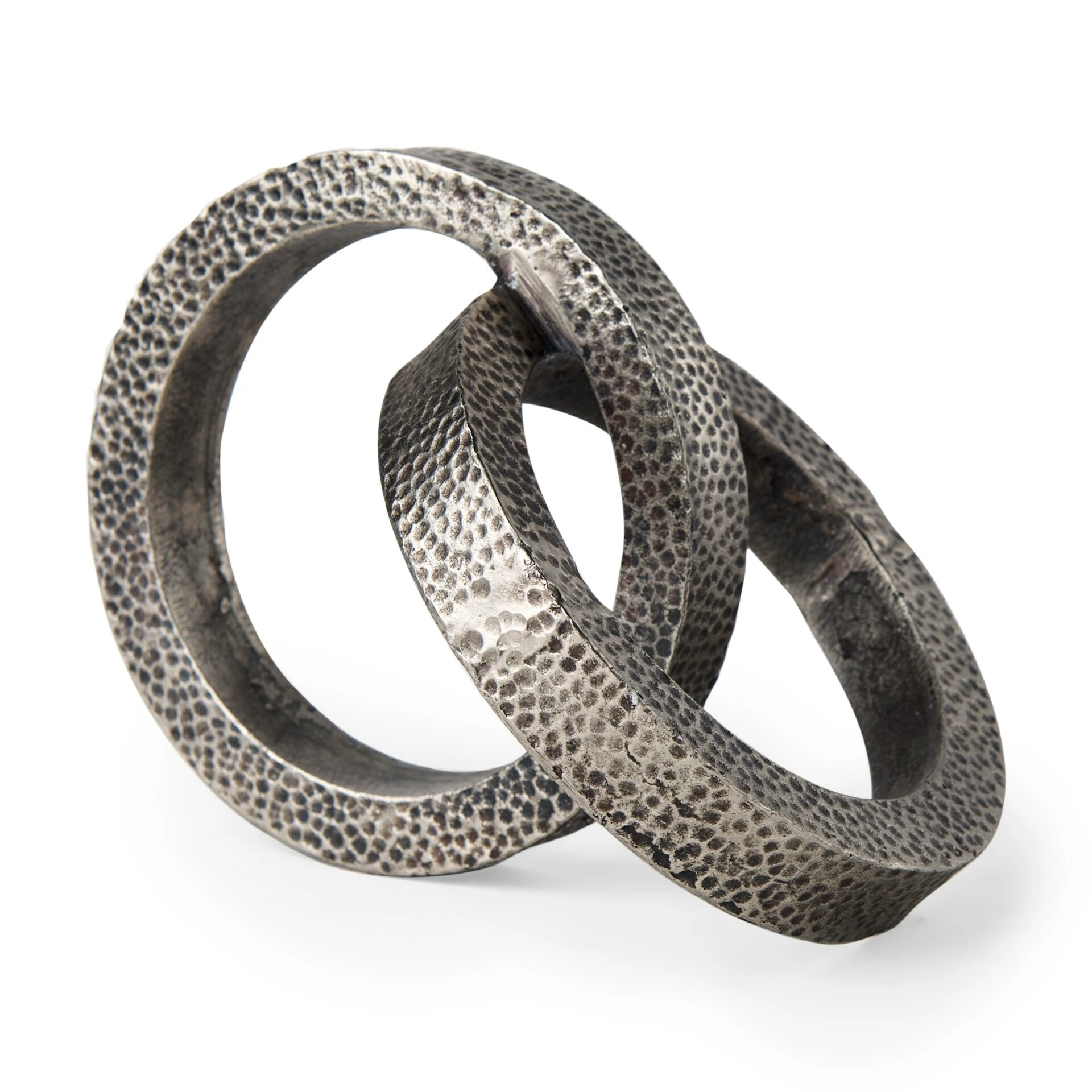 New ๐ฅ Mercana Rafiki 7.9L X 5.9W X 5.9H Two Blackened ๐จ Hammered Finish Metal Conjoined Circles ๐ - Image 7
