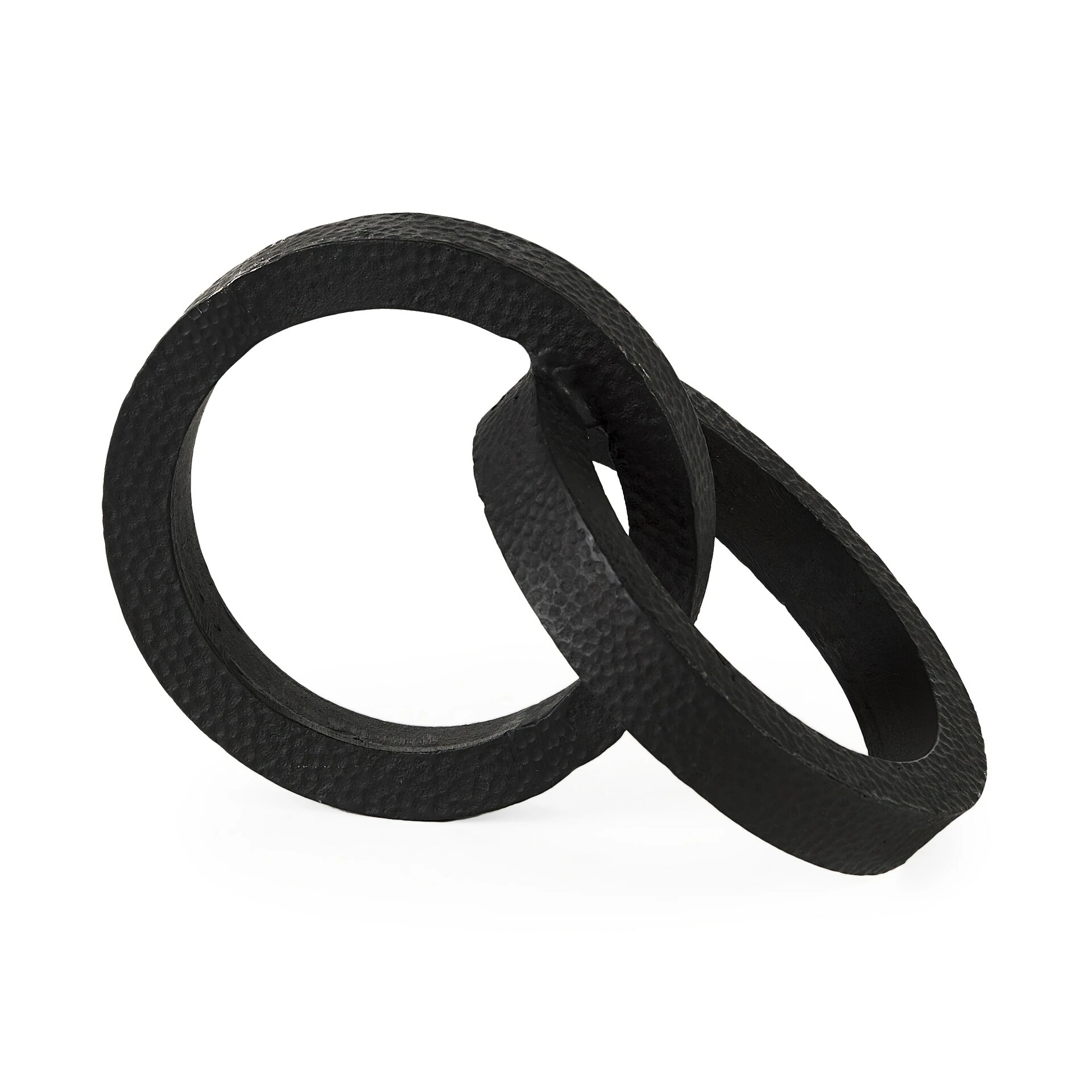 New ๐ฅ Mercana Rafiki 7.9L X 5.9W X 5.9H Two Blackened ๐จ Hammered Finish Metal Conjoined Circles ๐ - Image 8