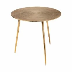 New ✨ Mercana Reva II Gold Cast Aluminum Round Top W/ 3 Legs Accent Table 🔥