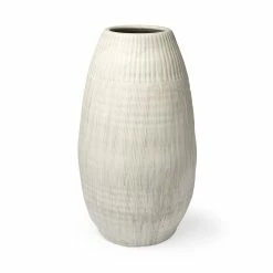 Flash Sale 🎉 Mercana Reyan Large 28.5" Pearl White Ceramic Striped Vase 😍