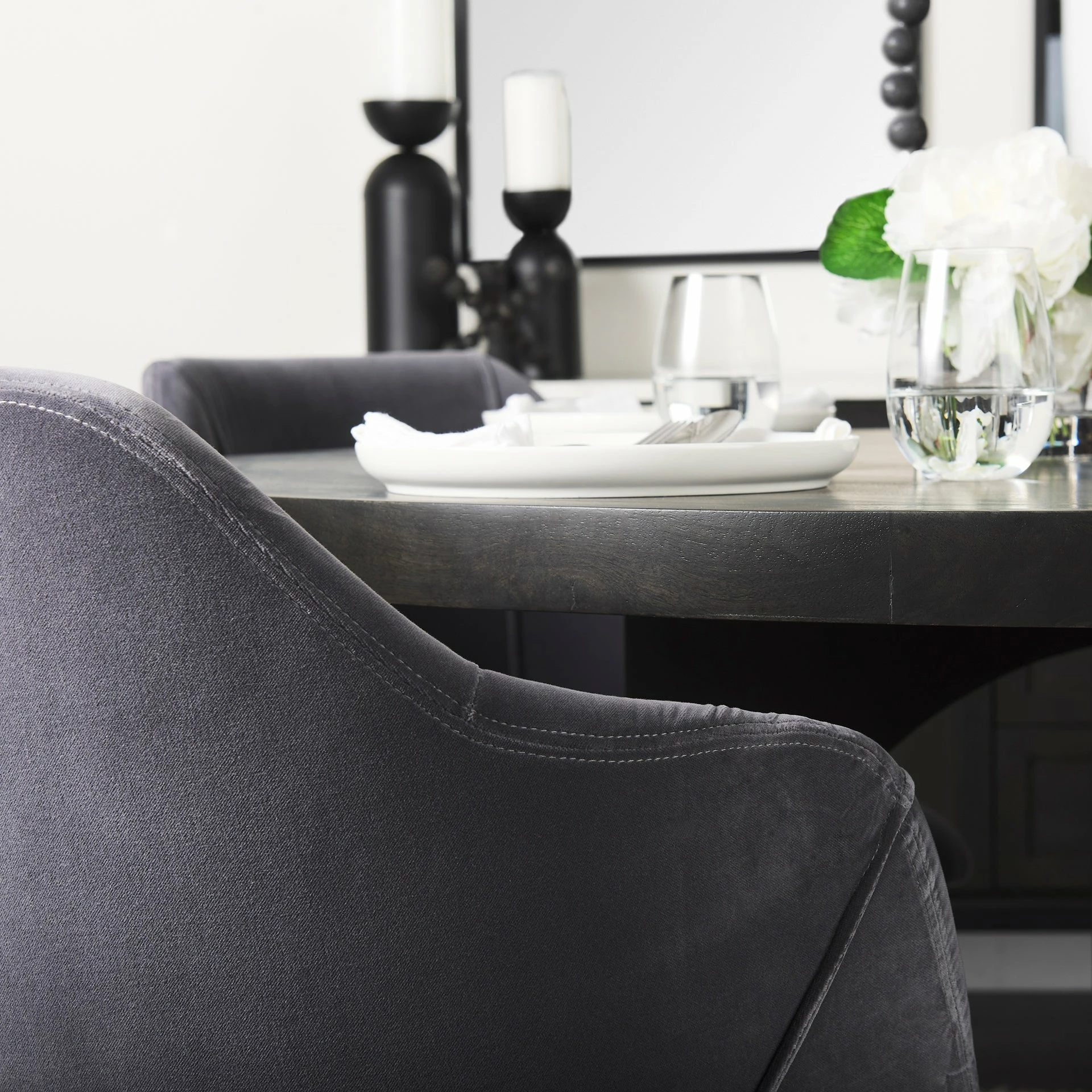 Discount ๐ Mercana Ronald II Grey Velvet Wrap W/Black Wooden Base Dining Chair - 23"W X 23" D X 32"H ๐ - Image 14