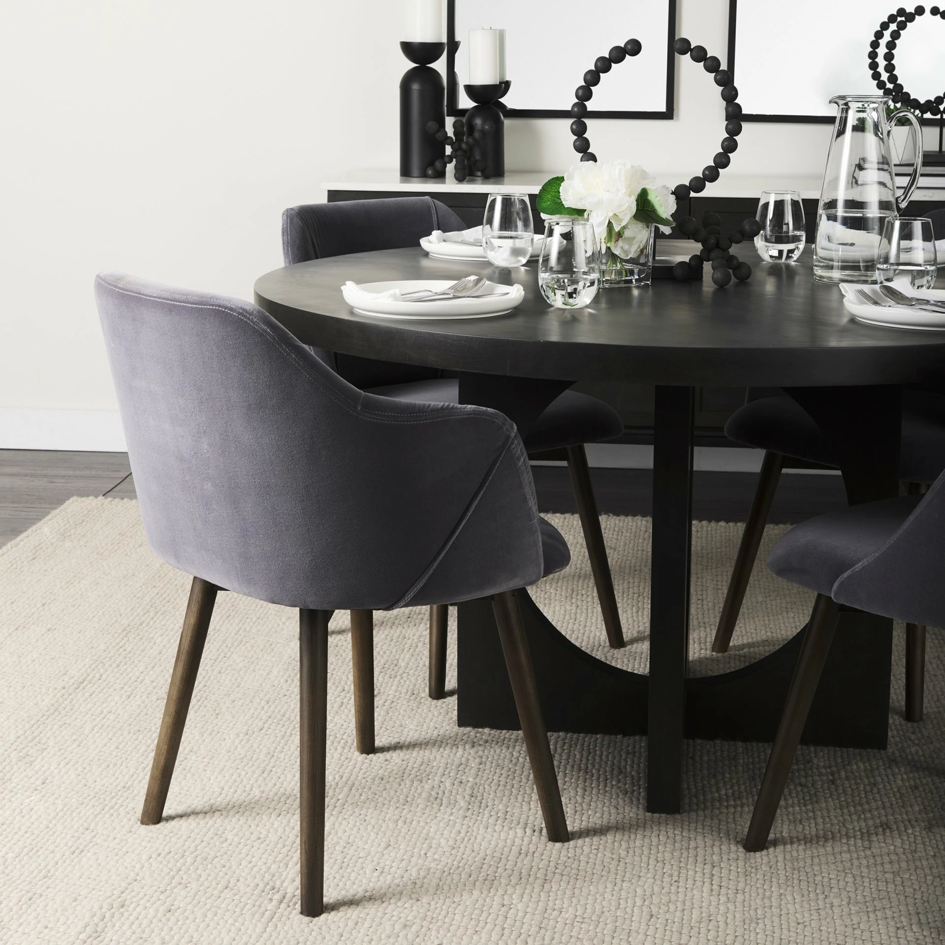 Discount ๐ Mercana Ronald II Grey Velvet Wrap W/Black Wooden Base Dining Chair - 23"W X 23" D X 32"H ๐ - Image 15
