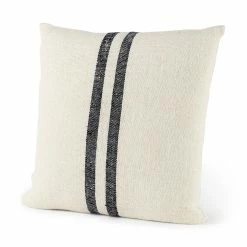 Cheap ⭐ Mercana Sandra Beige With Blue Stripes Decorative Pillow Cover 🔥