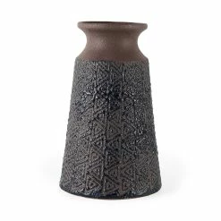 Promo 😉 Mercana Sefina III Large Brown/Black Patterned Ceramic Vase - 7"W X 7"D X 11"H 😍
