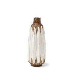Best Pirce ✔️ Mercana Sisko I Short Rustic Brown White Ceramic Vase 🔥