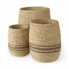 Coupon 🤩 Mercana Sivannah 19.7L X 19.7W X 23.6H (Set Of 3) Light Brown And Medium Brown Striped Seagrass Round Basket 👏