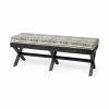 Promo ❤️ Mercana Solis Black & Cream Upholstered Patterned Seat Accent Bench Beige And Black 😍